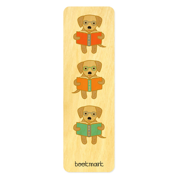 Wood Bookmark reading dog