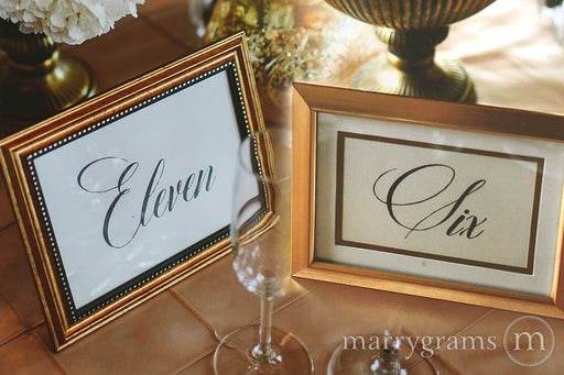 Wedding Table Number Signs Calligraphy Style