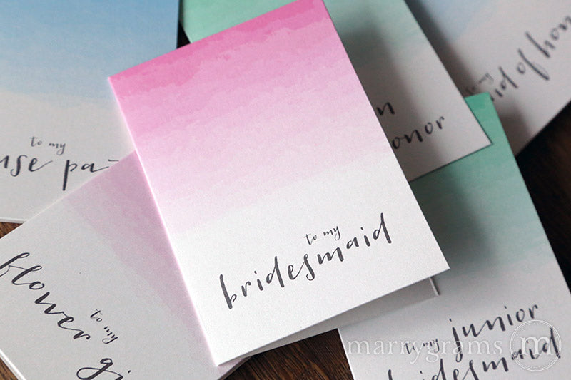 Ombre Colored To My Bridal Party Wedding Day Card
