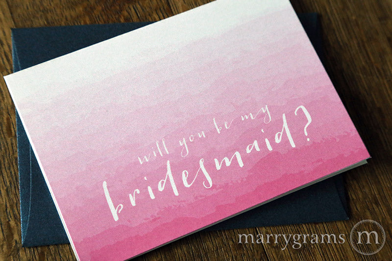 Ombre Colored Will You Be My Bridesmaid Invitation Cards