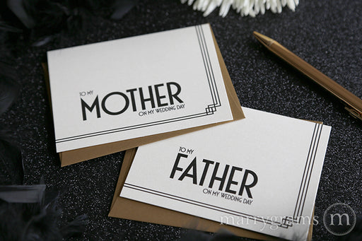 To My Family mother and father Wedding Day Card Deco Style