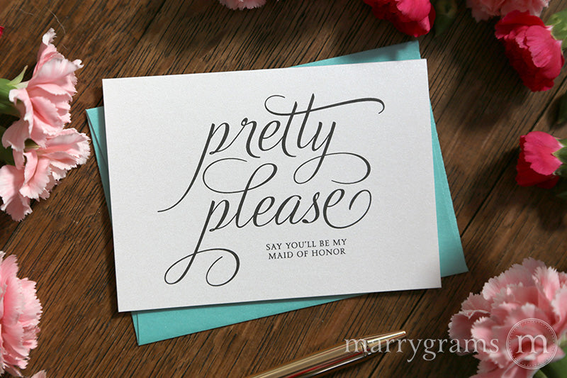Pretty Please Be My Bridesmaid Invitation Cards