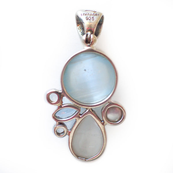 Selenite, Blue Topaz & Pearl Pendant