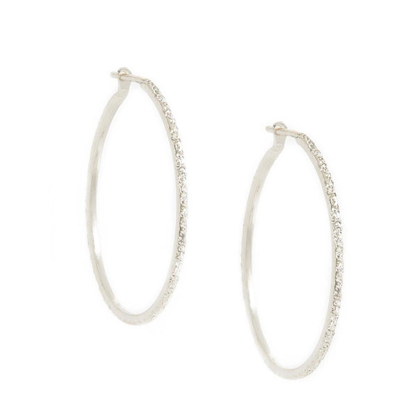 Diamond Dusted Silver Hoop Earrings
