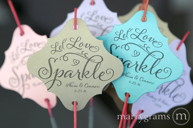 Let Love Sparkle Fun Wedding Sparkler Tags