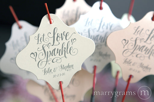 Let Love Sparkle Romantic Wedding Sparkler Tags