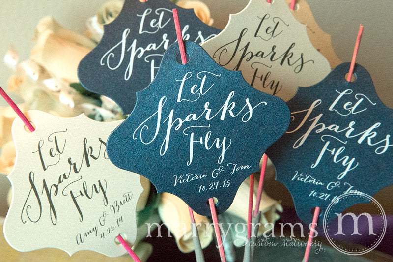 Let Sparks Fly Handwritten Style Sparkler Tags
