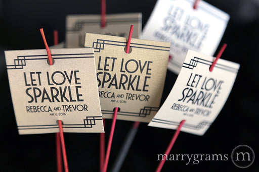 Let Love Sparkle Deco Wedding Sparkler Tags