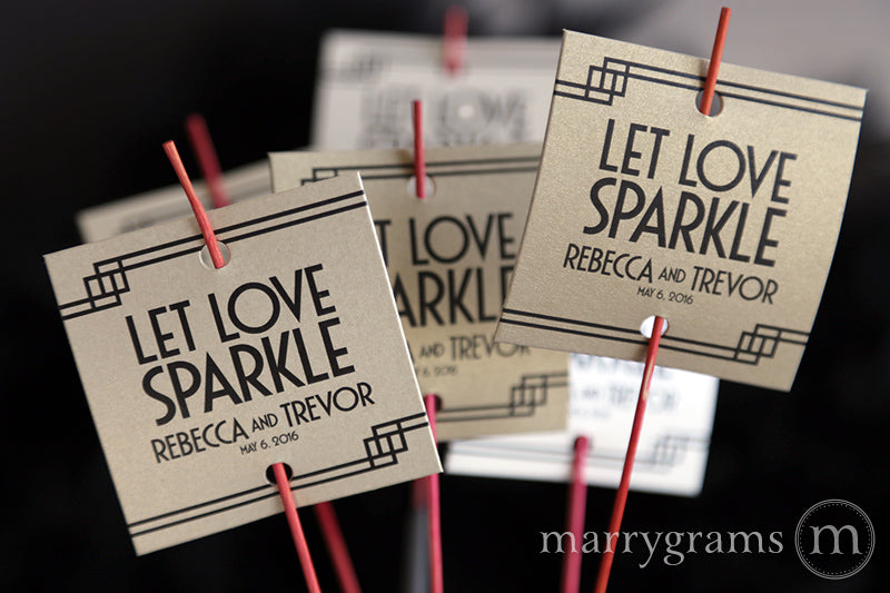 Let Love Sparkle Deco Wedding Sparkler Tags