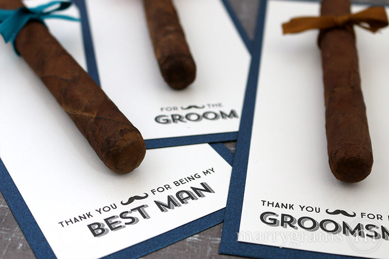 Stache Thank You for Being My Groomsman Cigar Card