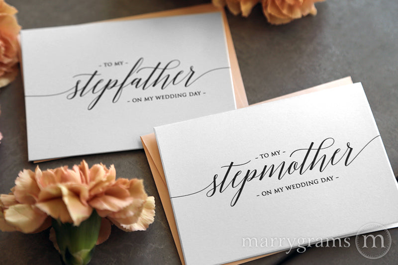 To My Family stepmother and stepfather Wedding Day Card Delicate Style