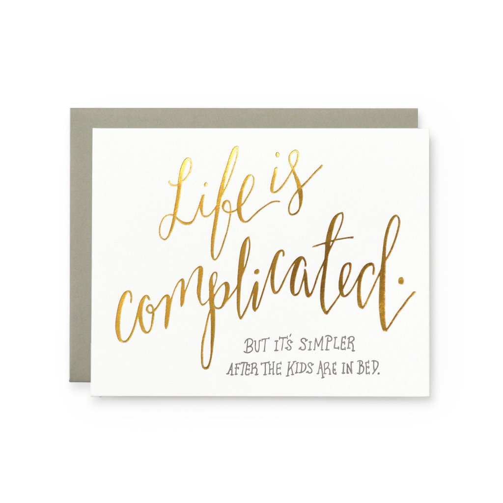 Life is Complicated Kids in Bed Card