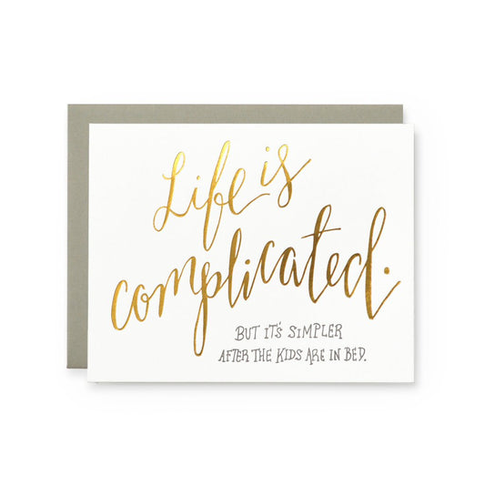 Life is Complicated Kids in Bed Card