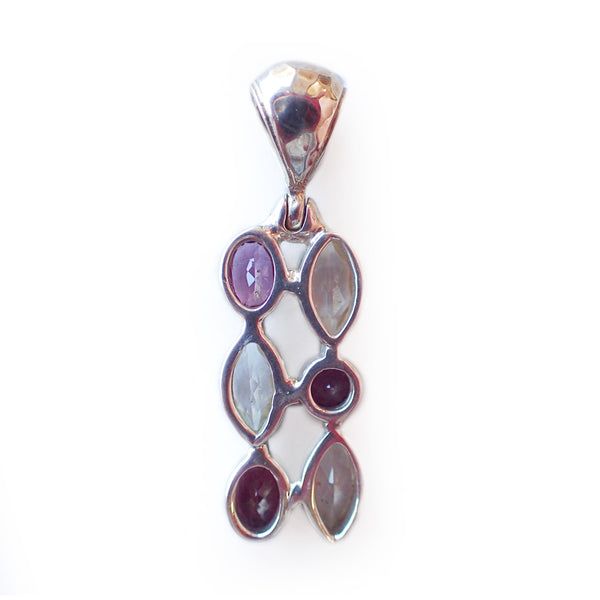 White Topaz & Rubillite Garnet Pendant