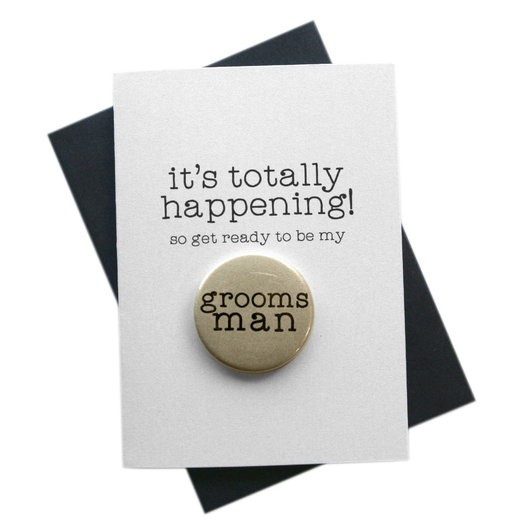 It's Totally Happening Bridal Party Button Cards