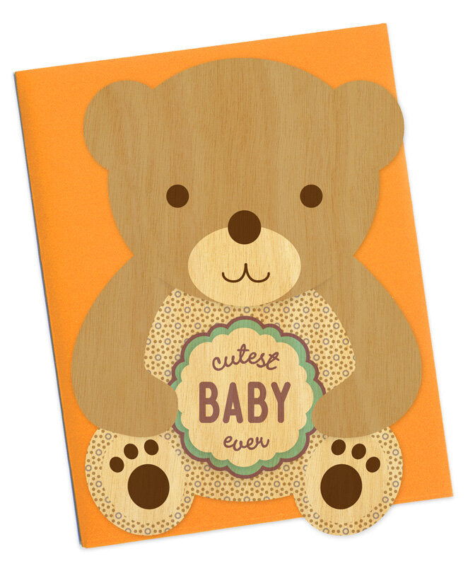 Cutest Baby Ever Bear Wood Card